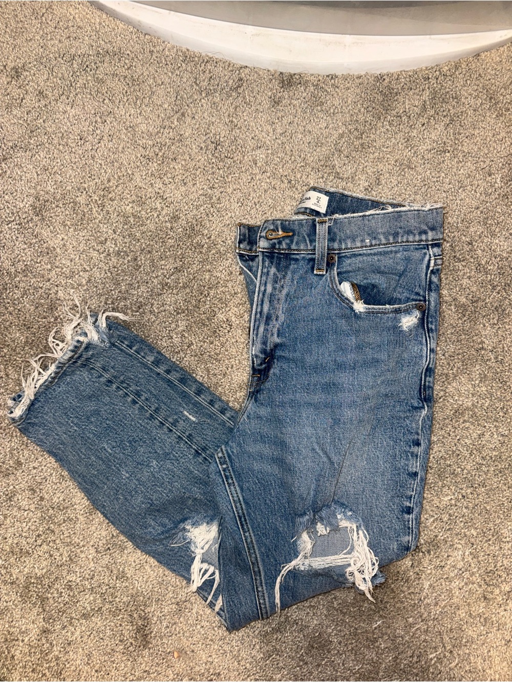 Abercrombie & Fitch Distressed Medium Blue Boyfriend Jeans